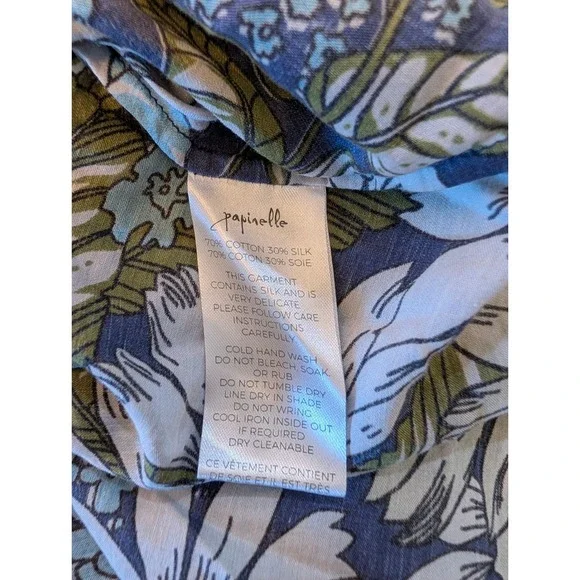 Papinelle x Karen Walker Floral Pajama Shirt Blue Green White Size M
